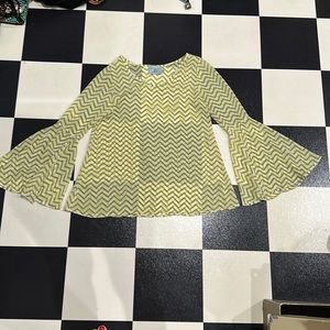 Judith March Chevron Stripe Bell Sleeve Top